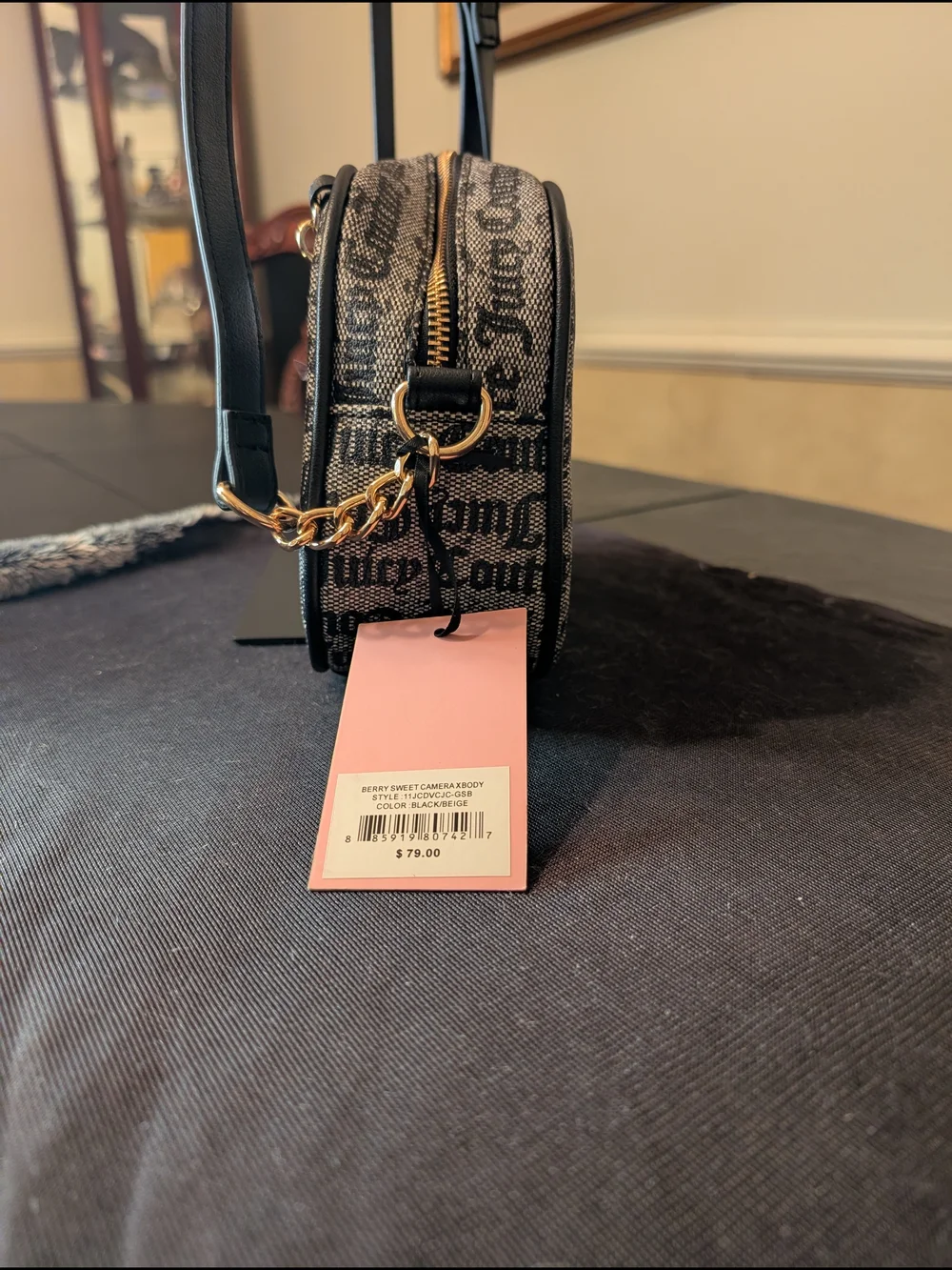 Juicy Couture Black and Cream Logo Crossbody Bag